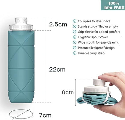 Collapsible Water Bottles [Leakproof Valve BPA Free Silicone Foldable]