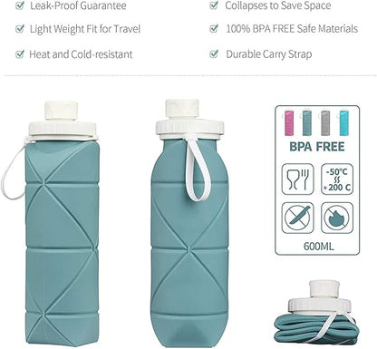 Collapsible Water Bottles [Leakproof Valve BPA Free Silicone Foldable]