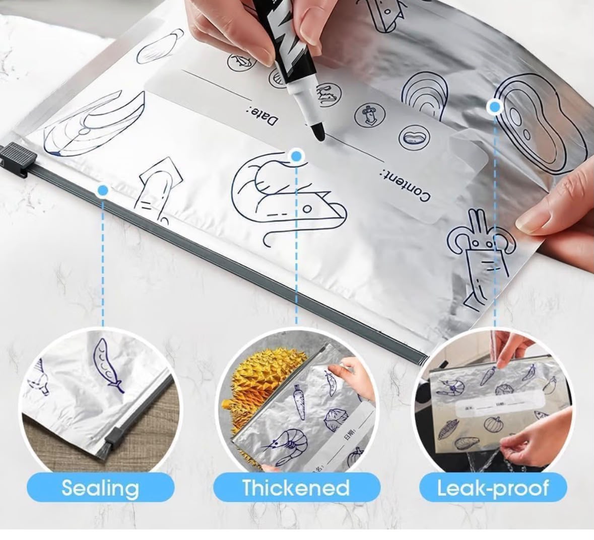 FreshLock™ – Reusable Foil Zip Lock Storage Bags (Pack of 20)